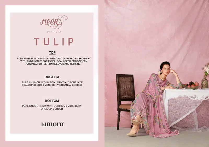 Tulip Vol 206 By Kimora Heer Muslin Printed Salwar Suits Wholesalers In Delhi